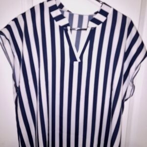 Navy and White Striped Top